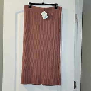 Dusty Rose/ mauve ribbed knit pencil skirt